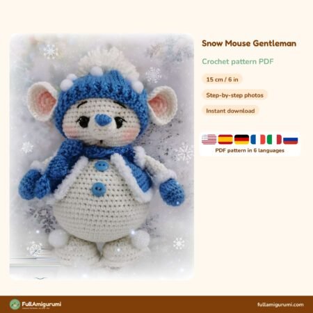 Snow Mouse Gentleman crochet pattern