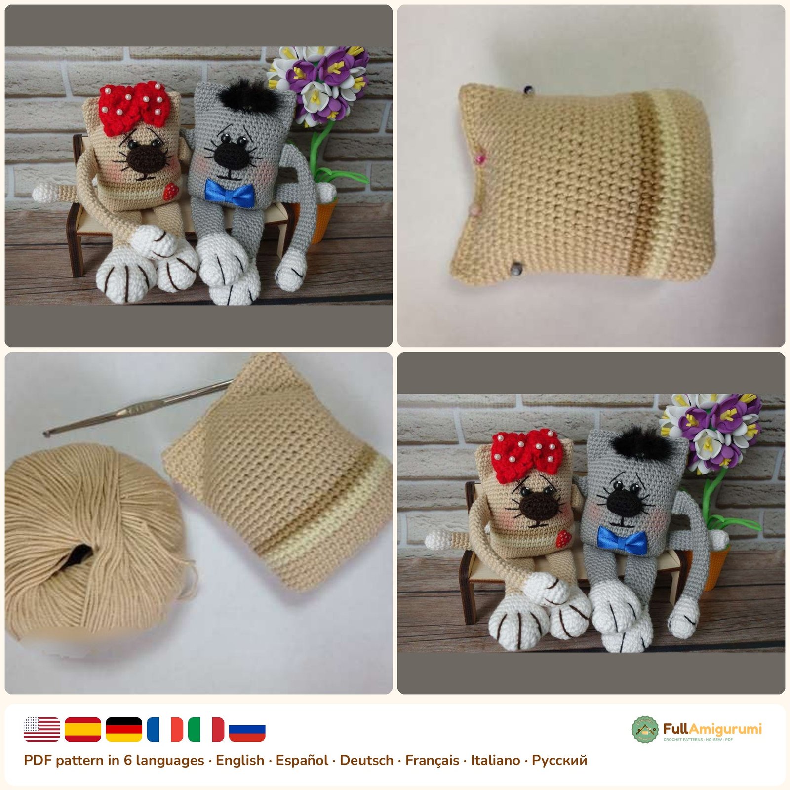 Sweet Cat Couple - FullAmigurumi Sweet Cat Couple crochet pattern