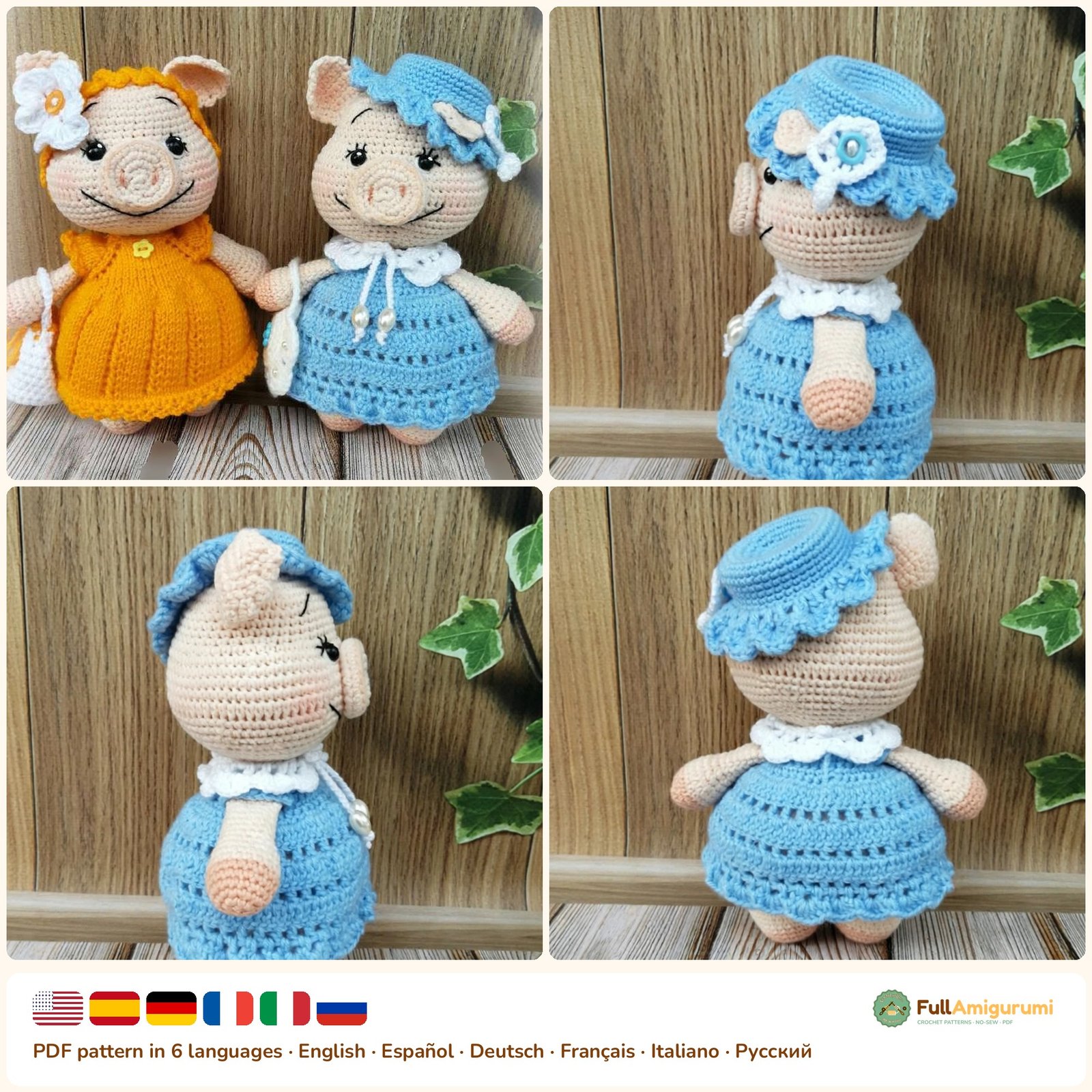 Miss Chubby Cheeks Pig - FullAmigurumi Miss Chubby Cheeks Pig crochet pattern